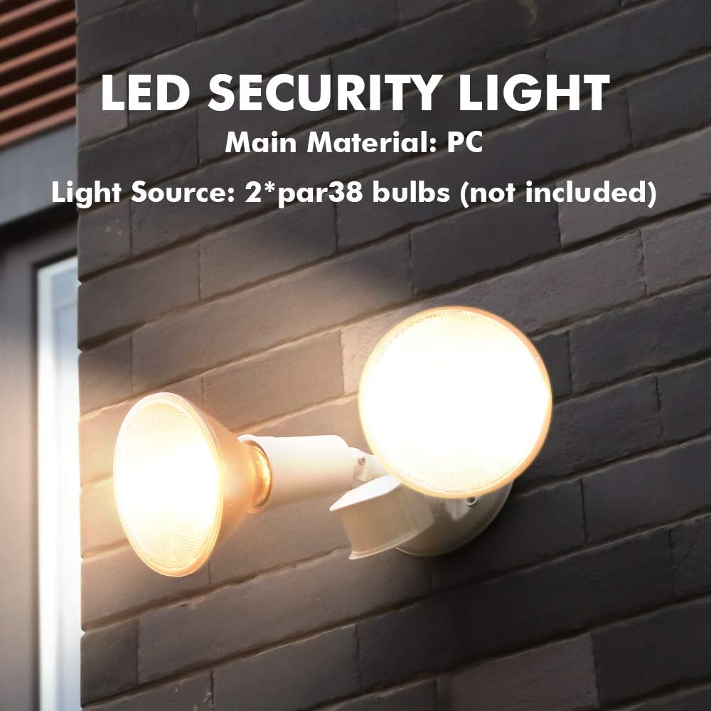 2 Packs 300 Watt Halogen Motion Activated Integrated Dual-Head Floodlight Outdoor, Waterproof Exterior Security Wall