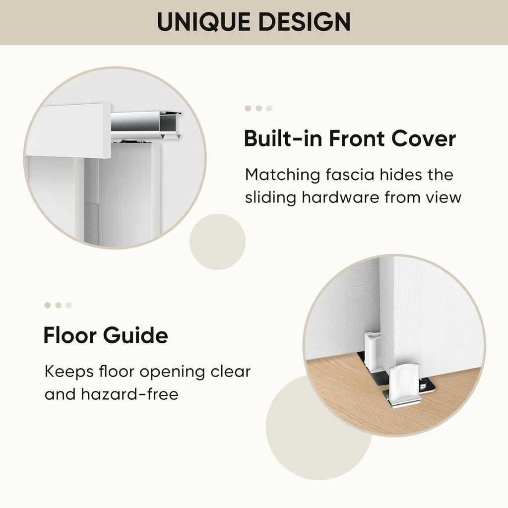 60"(Double 31") x80" Sliding Closet Door, K Style Bypass Closet Door with Hardware Kit & Matching Fa