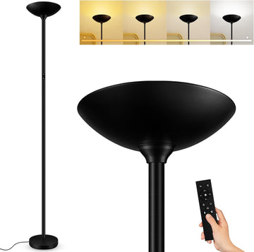 Stepless Dimmable Floor Lamp,30W 3000LM Super Bright LED Torchiere Floor Lamps with Remote & Touch C