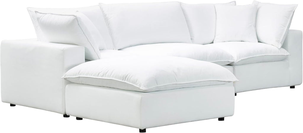 Cali Pearl Modular White Upholstered 4 Piece Sectional