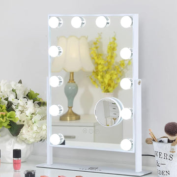 Vanity Mirror with Lights, 19''x12'' Makeup Hollywood Mirror for Desk with 12 Bulbs Light Smart Touch Control 3 Colors