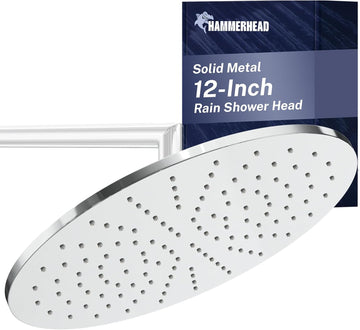 Solid Metal 12 Inch Rainfall Shower Head, Large Rain Shower Head, 2.5 GPM High Flow Shower Head Optimized for Pressure