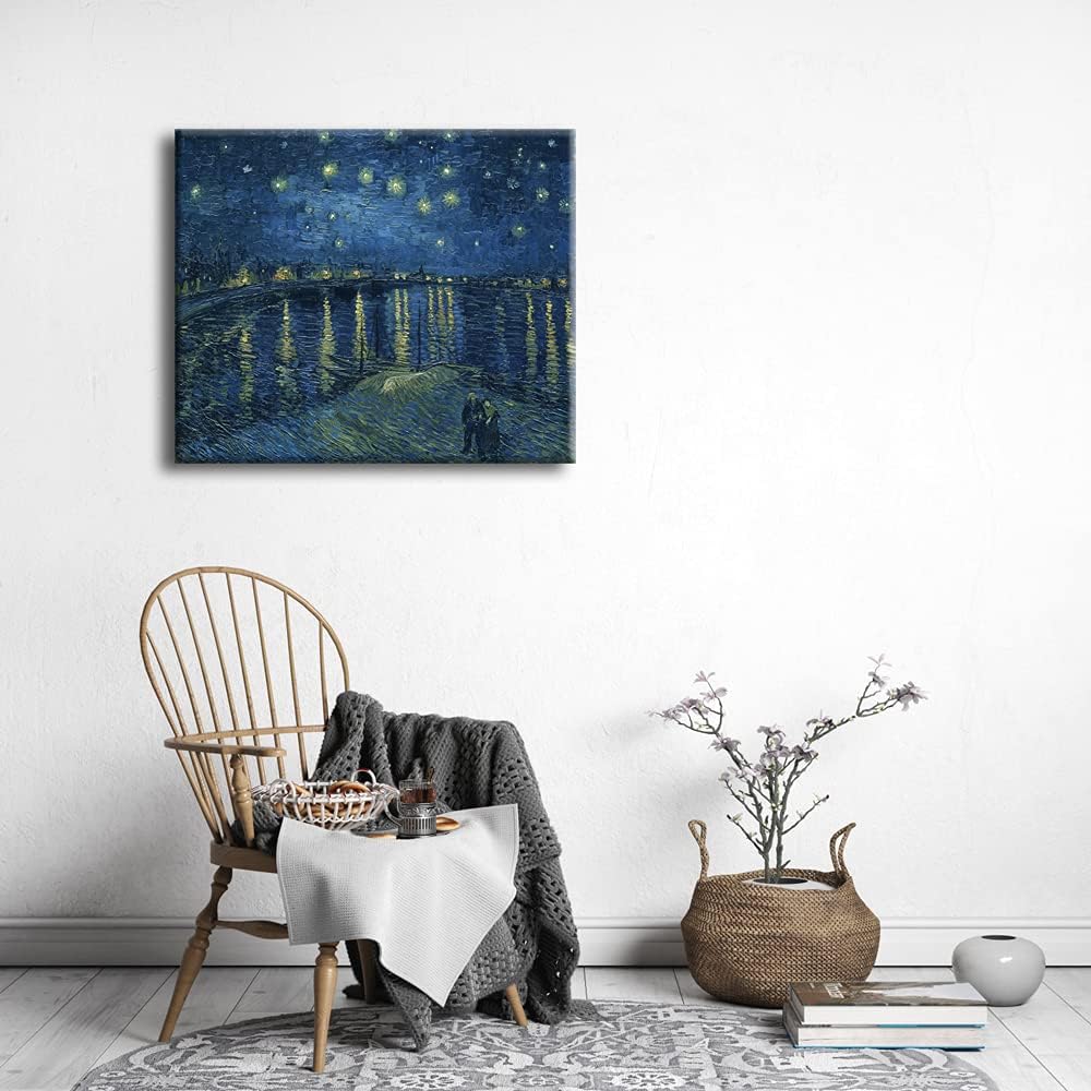 Starry Night Over the Rhone by Van Gogh Classic Oil Paintings Reproduction Modern Seascape Giclee Canvas Prints