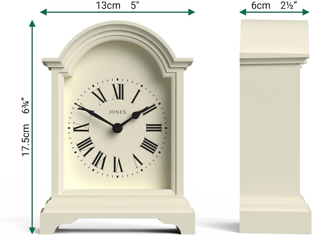 Bistro Mantel Clock - Small Classic Arch top Carriage Clock Design - Pale Cream - Contemporary Classic Style for Mantel, Desk, Table,...