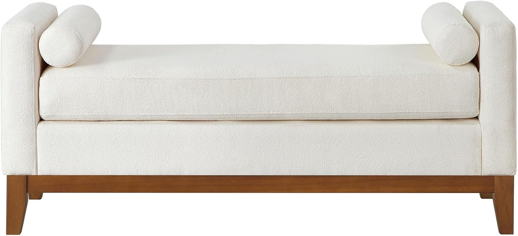 End of Bed Bench , 51'' Boucle Full Size Bench , Cloakroom, Window Bench (Ivory).