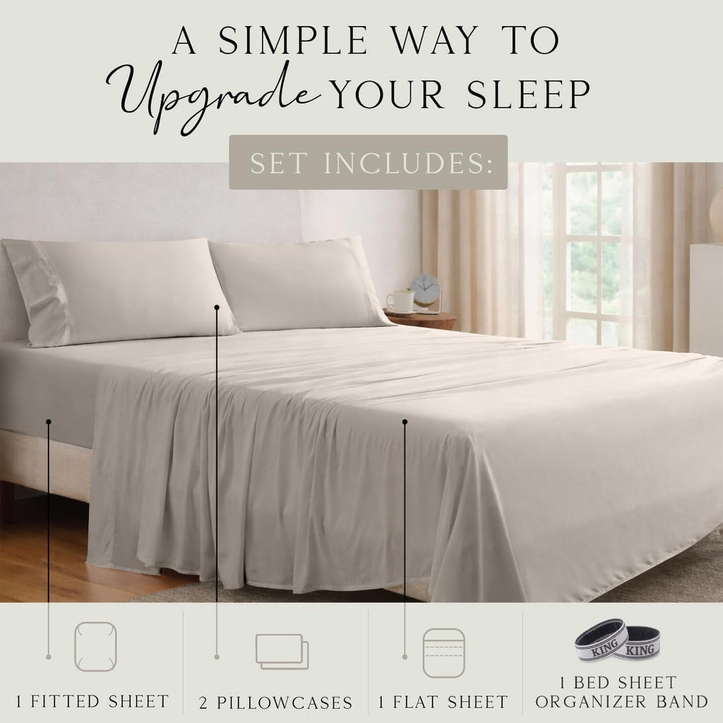 Luxury Bamboo Viscose Sheet Set | 100% FSC Certified | Cooling | Luxuriously Soft | 18" Deep Pockets