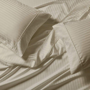 Full Sheets, Cotton Blend, Damask Stripes, 4PC, Linen