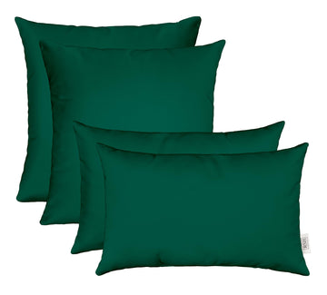 Sunbrella Lumbar & Square Pillows Set of 4 | 20" x 12" & 17" x 17" | Water and Fade-Resistant Performance Fabric