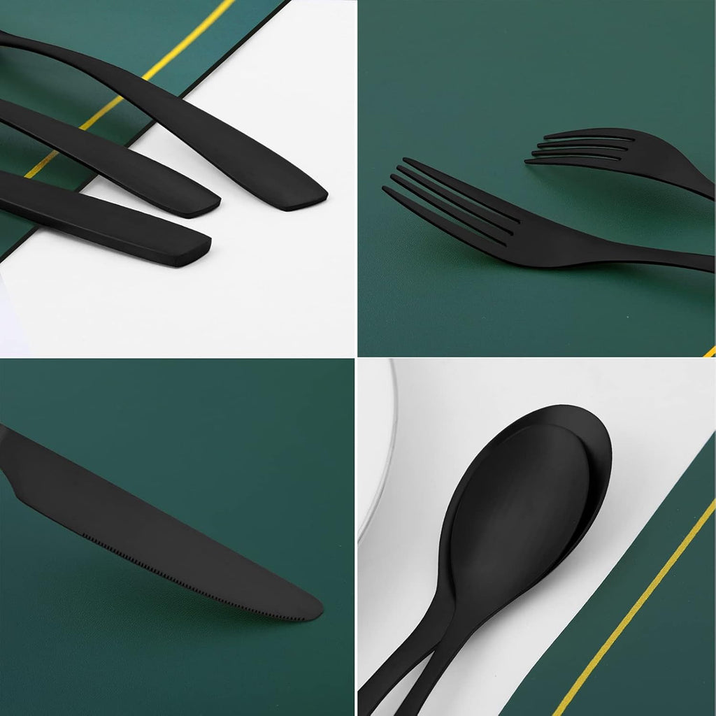40-Piece Silverware Set, Matte Black Silverware Set for 8, Stainless Steel Flatware