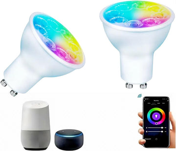 Smart Gu10 LED Bulbs Dimmable Color Changing,Gu10 RGB Bulb, WiFi & Bluetooth LED Bulb Work With Alexa Google