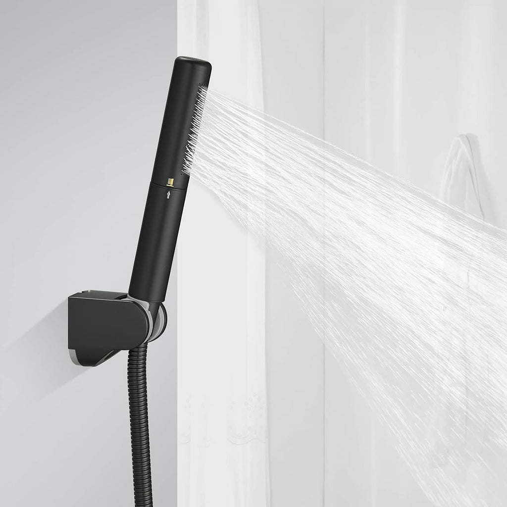 Black Brass 2 In 1 Function Handheld Shower Head Set High Pressure 7 Inch Shower Head High Flow Hand Shower Wand with 59 Inch Hose, Bracket, Matte Black Finish