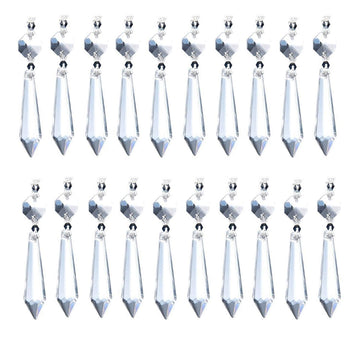20pcs 38mm Replacement Clear Chandelier Icicle Crystal Prisms Octogan Crystal Bead for Lamp Decoration