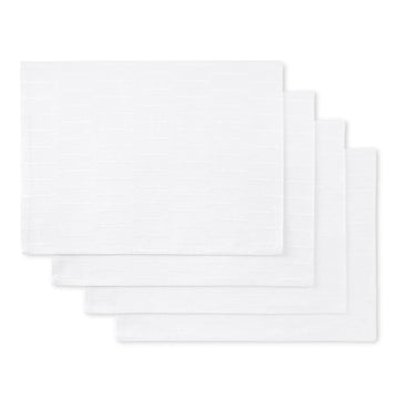 Honeycomb Modern Farmhouse Reversible Placemat 4-Pack Set, White, 13"x17.5"