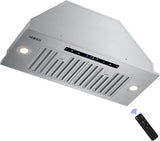 30 Inch Stainless Steel Range Hood Insert 900 CFM 4 Speed Gesture & Touch Control Convertible Ducted/Ductless