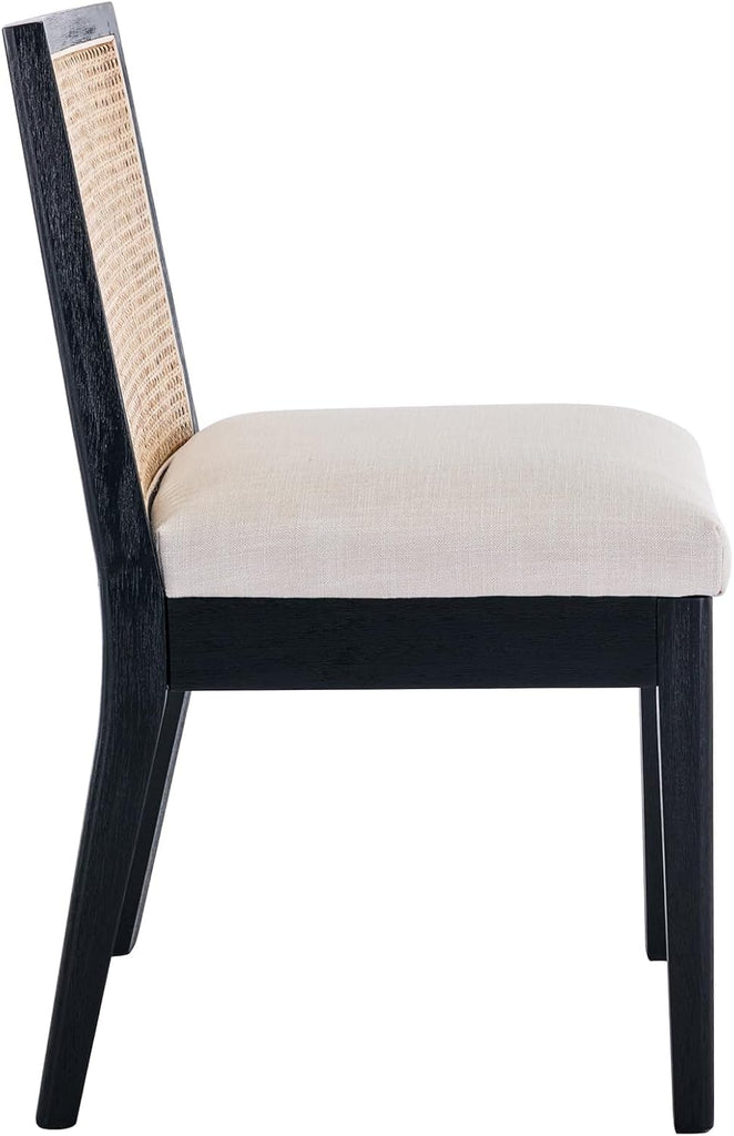 Rattan Dining Chairs Set of 6, Farmhouse Kitchen Chairs with Cane Back, Upholstered Dining Room Chairs Comfy Side
