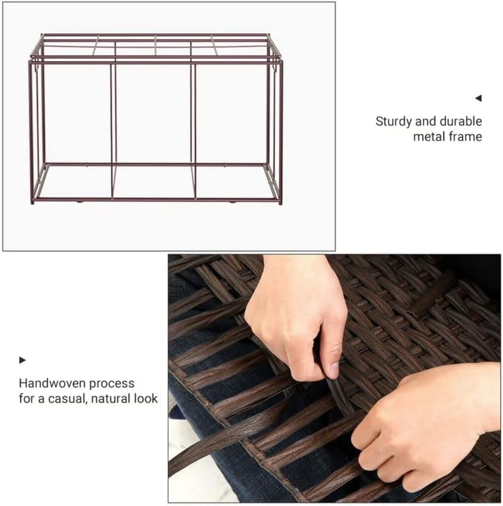 Storage Basket with Lid, Woven Blanket Storage Bin with Handles, Foldable, Removable Liner, Metal Frame, Laundry