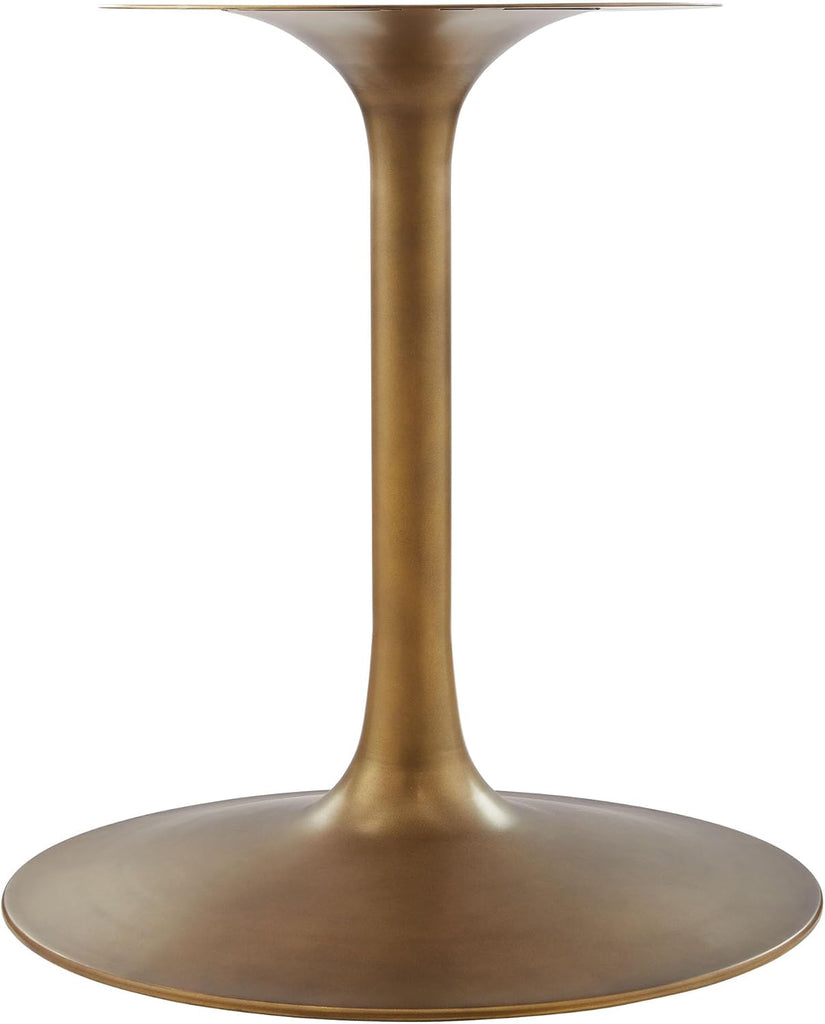 Inspired Saarinen Style Tulip Round Pedestal Dining Table — Brass Base / Walnut Top, 48″ Round