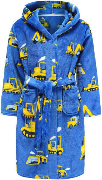 Boys Girls Robe Soft Fleece Hooded Bathrobe for Kids
