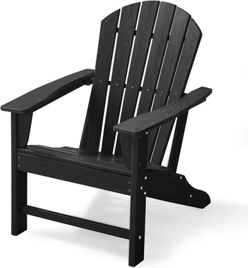 Farmhouse Adirondack Chair Wood Texture, Poly Lumber Patio Chairs, Pre-Assembled Weather Resistant Outdoor Chairs for