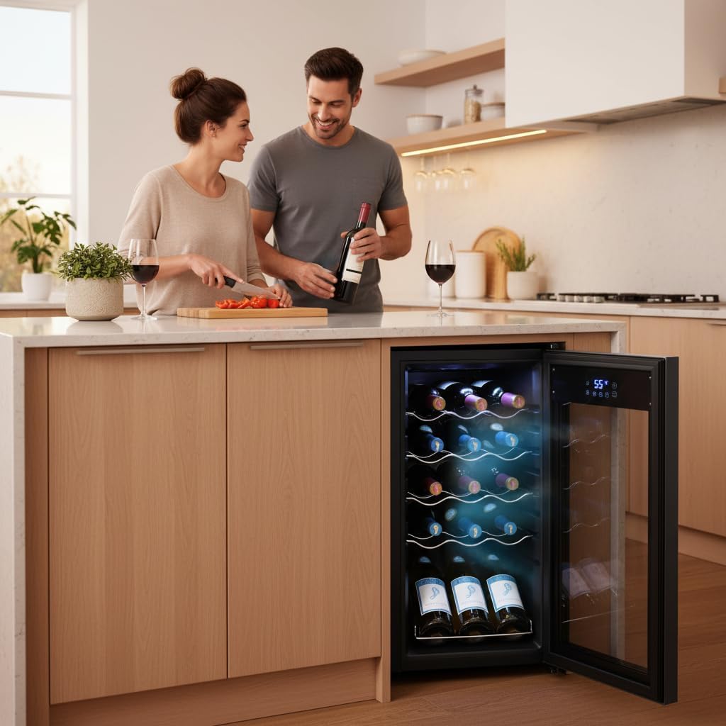 15 Bottle Wine Fridge Red and White Wine Chiller Adjustable Temp Control 41°F to