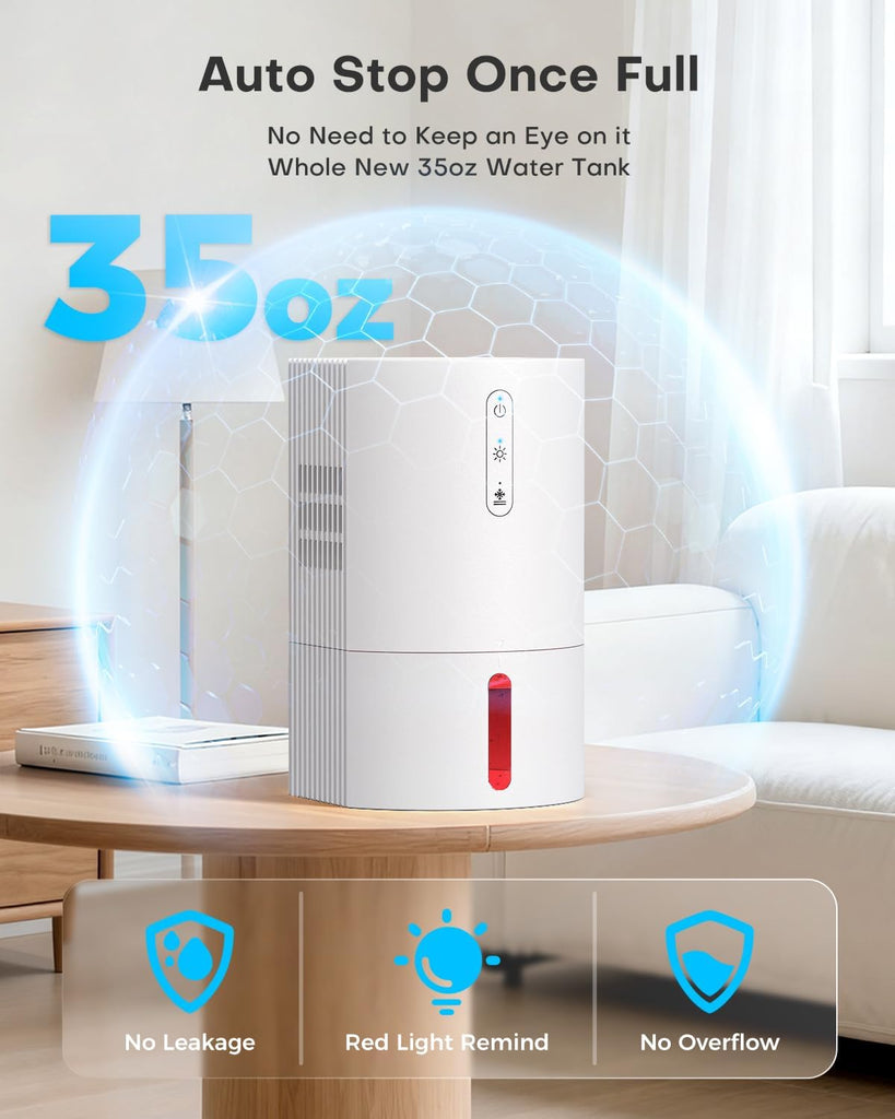 Dehumidifiers for Home, 35oz Dehumidifier for Bathroom with Auto Shut-off Auto Defrost
