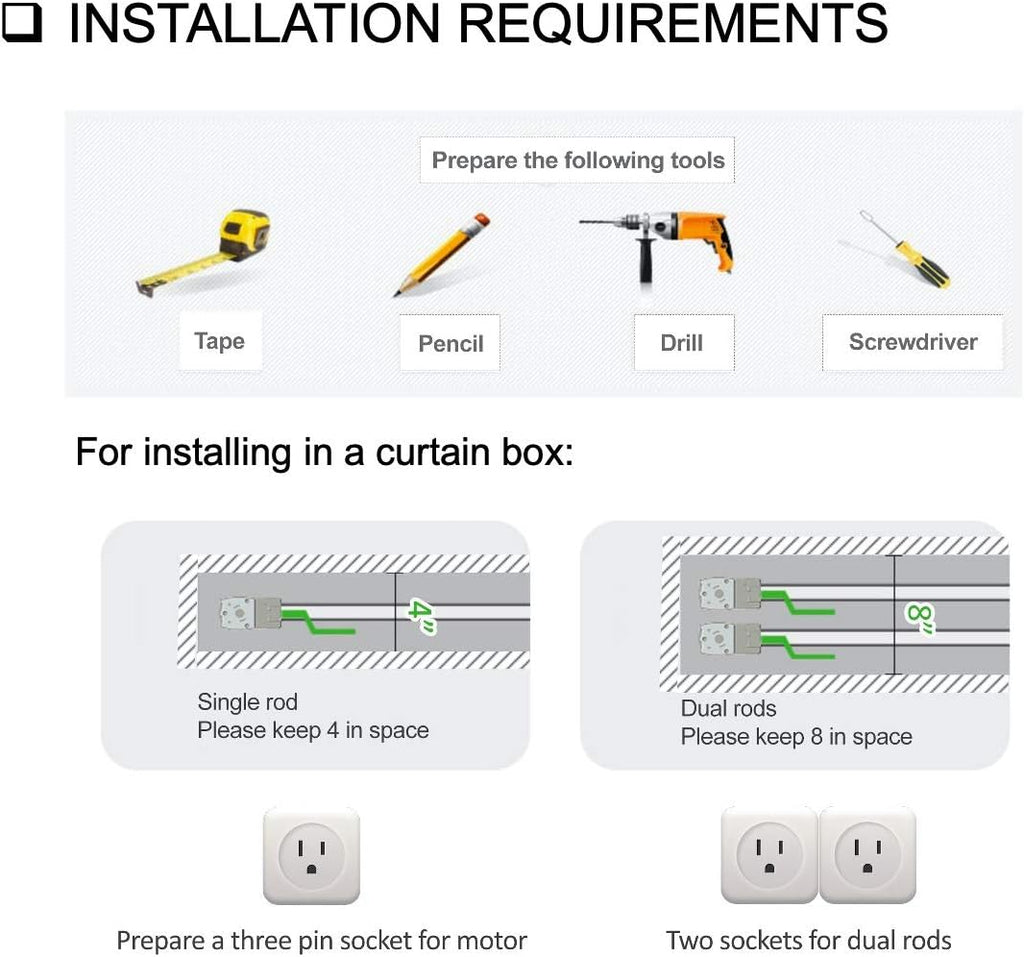 Smart Curtain System, Heavy Duty Electric Curtain Rod, WiFi Control, Compatible with Alexa, Google Home, Adjustable