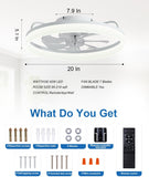Ceiling Fans with Lights and Remote, 20" Modern Low Profile Ceiling Fan with Light, Stepless Color Temperature Change and 6 Speeds, Flush Mount Ceiling Fans for Bedroom, Kids Room (White) A101-B0D9BCFTQW
