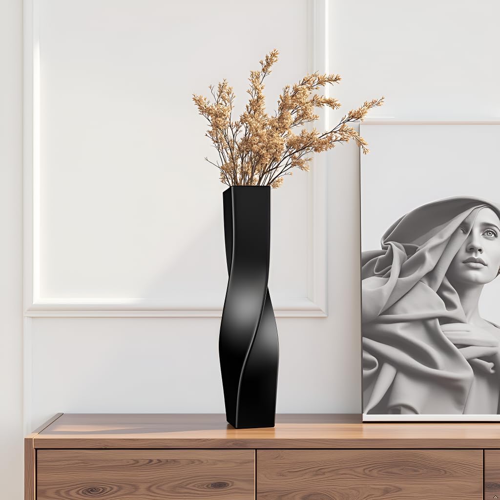 Tall Vase On Floor, 16.34" Twisted Geometric Flower Vase