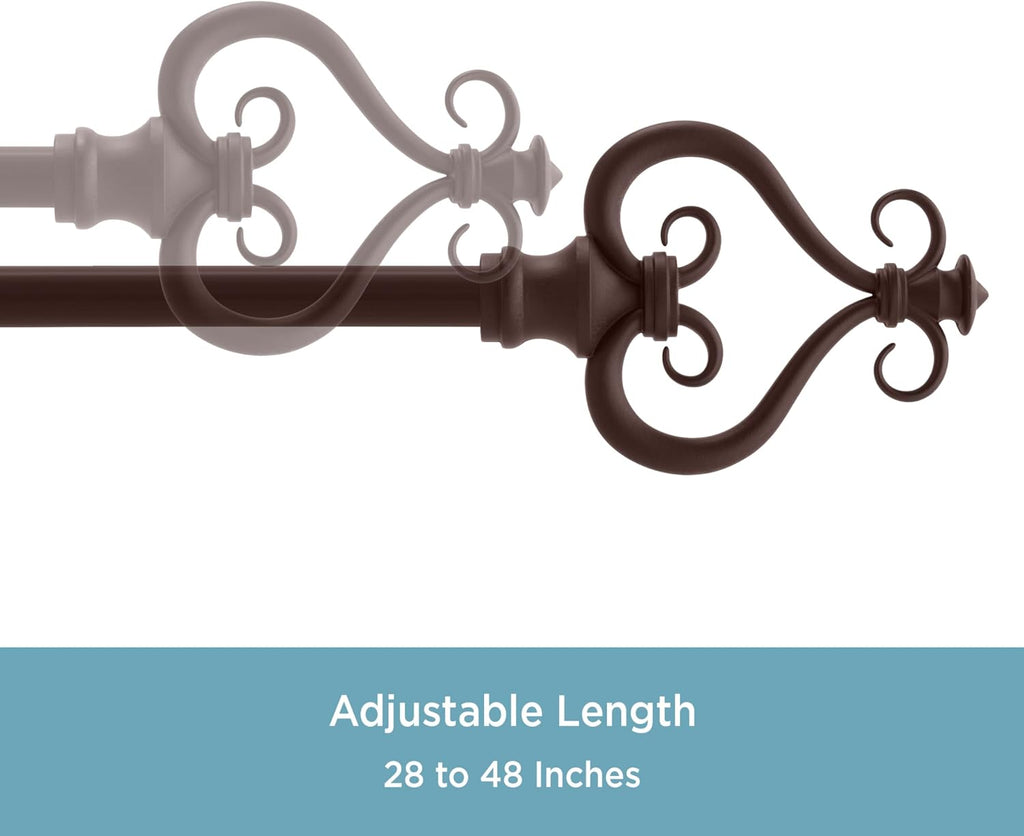 Serena Window Curtain Rod, Chocolate Brown