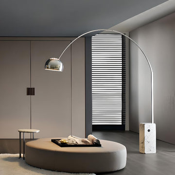 Arc Floor Lamp with Rectangle Marble Base, Adjustable Height