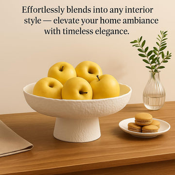 Decorative Fruit Bowls decor Counter 10.4'',Large Modern Serving Bowl, High Foot with Irregular Edge Design