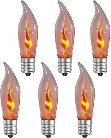 Upgraded Flame Light Bulbs, Compact E12 Chandelier Base Candle Flickering Fire Light Bulb for Halloween Christmas