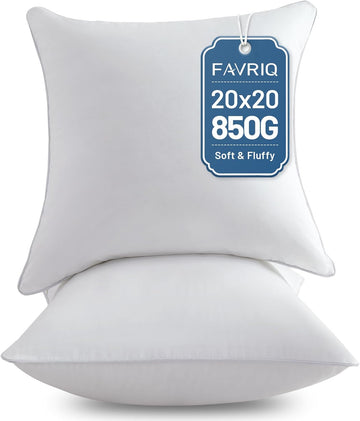 20 x 20 Pillow Inserts () - 20 Inch Square Interior Couch Throw Pillow with 100% Cotton Cover - Decorative - Set of 2