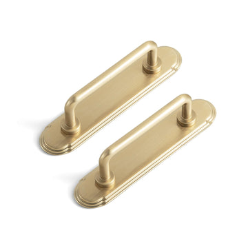 Champagne Bronze Cabinet Pulls with Backplate, 3 Inch Hole Centers, 2 Pack Modern Transitional Drawer Handles, Zinc
