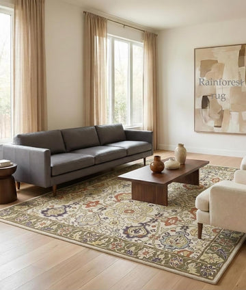Handmade Traditional Oriental Premium 100% Wool Area Rugs & Carpet Luxury Home (Beige, 9x12 Rectangular)