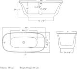 Elegance 59 in. L x 31 in. W x 23-5/8 in. H Freestanding Acrylic Bathtub, White Drain