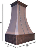 Copper Wall Mount Range Hood 610 CFM LED Lights Dishwasher-Safe Baffle Filters