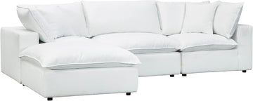 Cali Pearl Modular White Upholstered 4 Piece Sectional