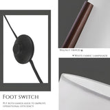 Farmhouse Floor Lamp,Walnut Wood Vintage Standings Lamp with Foot Switch, 3 Color White Fabric Tall Lamp
