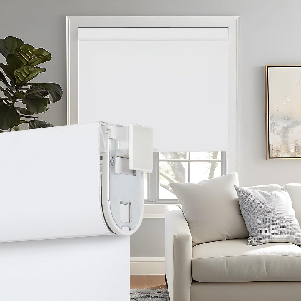 No Drill No Tools 100% Blackout Window Blinds, Free-Stop Cordless Roller Blinds for Windows, UV Protection Thermal