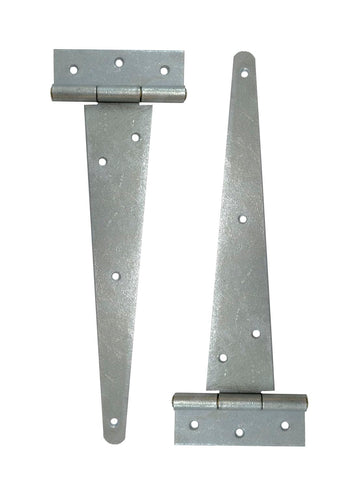 Extra Heavy Duty Tee Hinge, 14"x5"x3.0mm, Steel, Hot Galvanized, with Solid Brass Pin, 2 Pack
