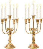 Metal Candelabra Gold Candle Stand 11.8” Tall, 5-Candle Candlestick Holder for Taper Candles, Candle Holder Party
