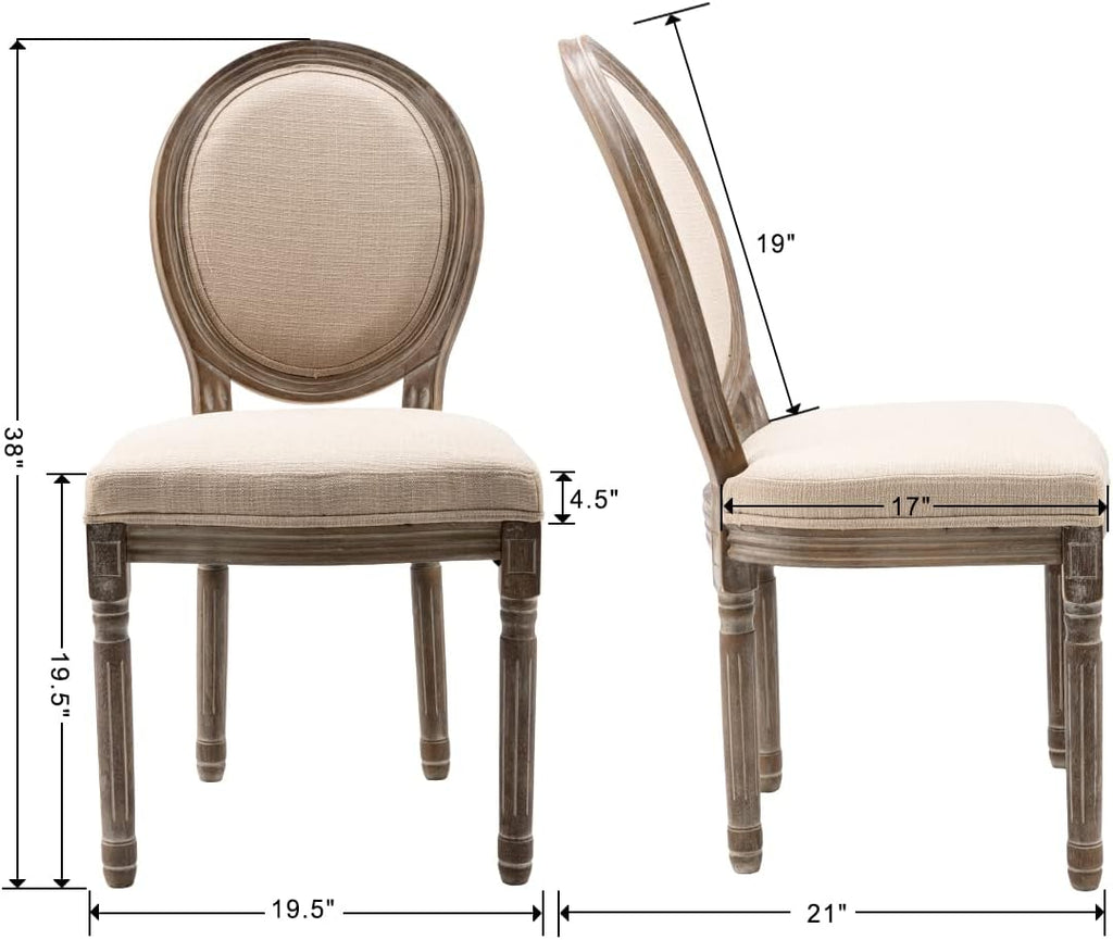 Beige Dining Chairs Set of 2, Upholstered Modern Kitchen Chairs with Curved Wood Backrest and Metal Legs for Dining Room
