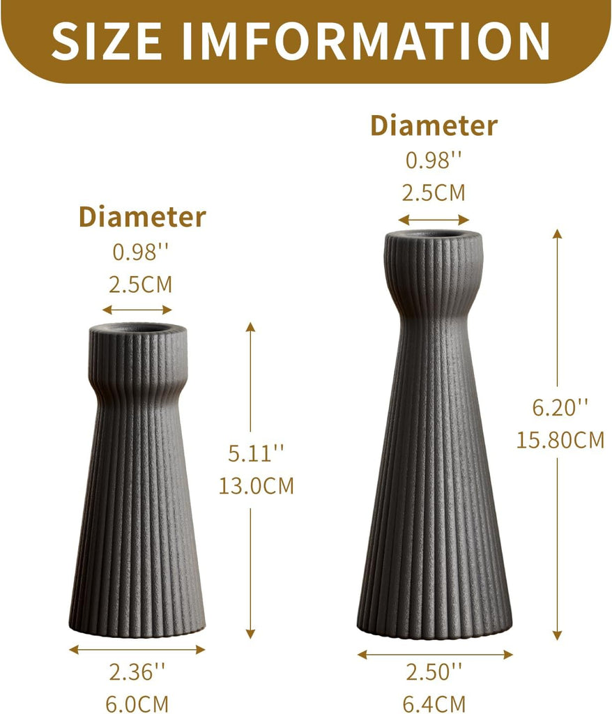 Taper Candle Holders for Candlesticks Ceramic Candle Stick Candle Holder- Set of 2 Decorative Candle Stand for