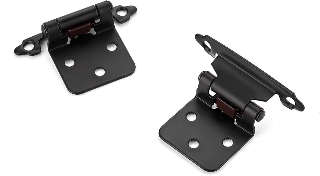 60 Pack (30 Pairs) 1/2" Overlay (Variable) Cabinet Hinges, Self-Closing Semi-Concealed Face Mount, Matte Black
