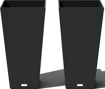 Pure Series Taper Planter - Tall Tapered Outdoor Planter with Shelf | Made From Durable Plastic Featuring a Removable