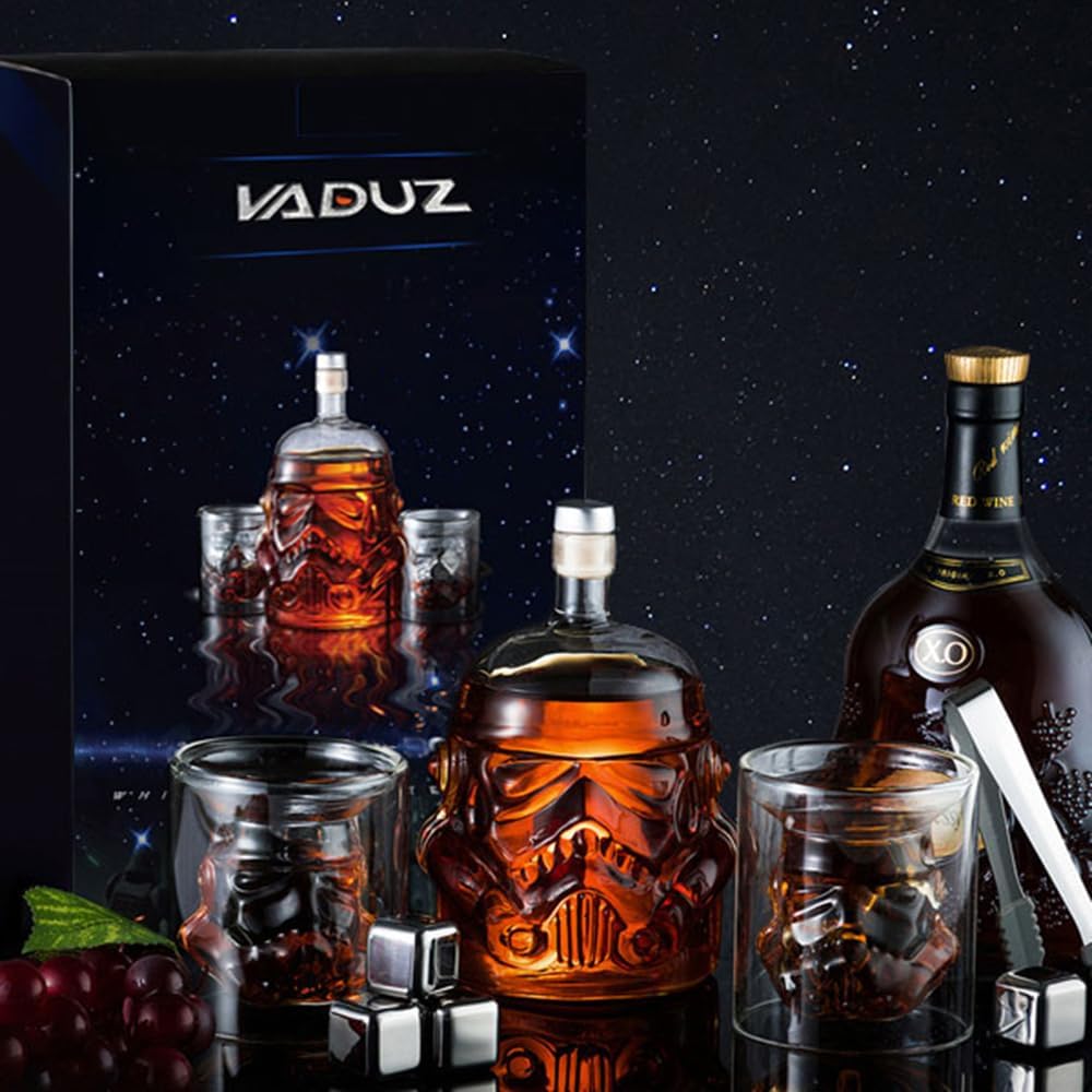 Whiskey Decanter Set Transparent Creative with 2 Glasses,Gifts for Men,Whiskey Flask Carafe Decanter with 4 Whiskey
