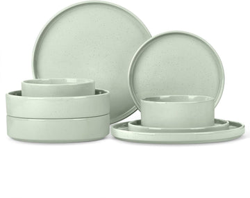 8 Piece Plates and Bowls Set, Kitchen Dinnerware Sets with Pasta Bowls, Dinner Ware Dishes Service for 2