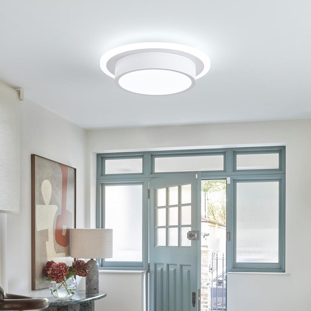 Modern LED Ceiling Light Fixtures, Small Flush Mount Light Fixture, Hallway Light Fixtures 32W 6000K, Round Kitchen