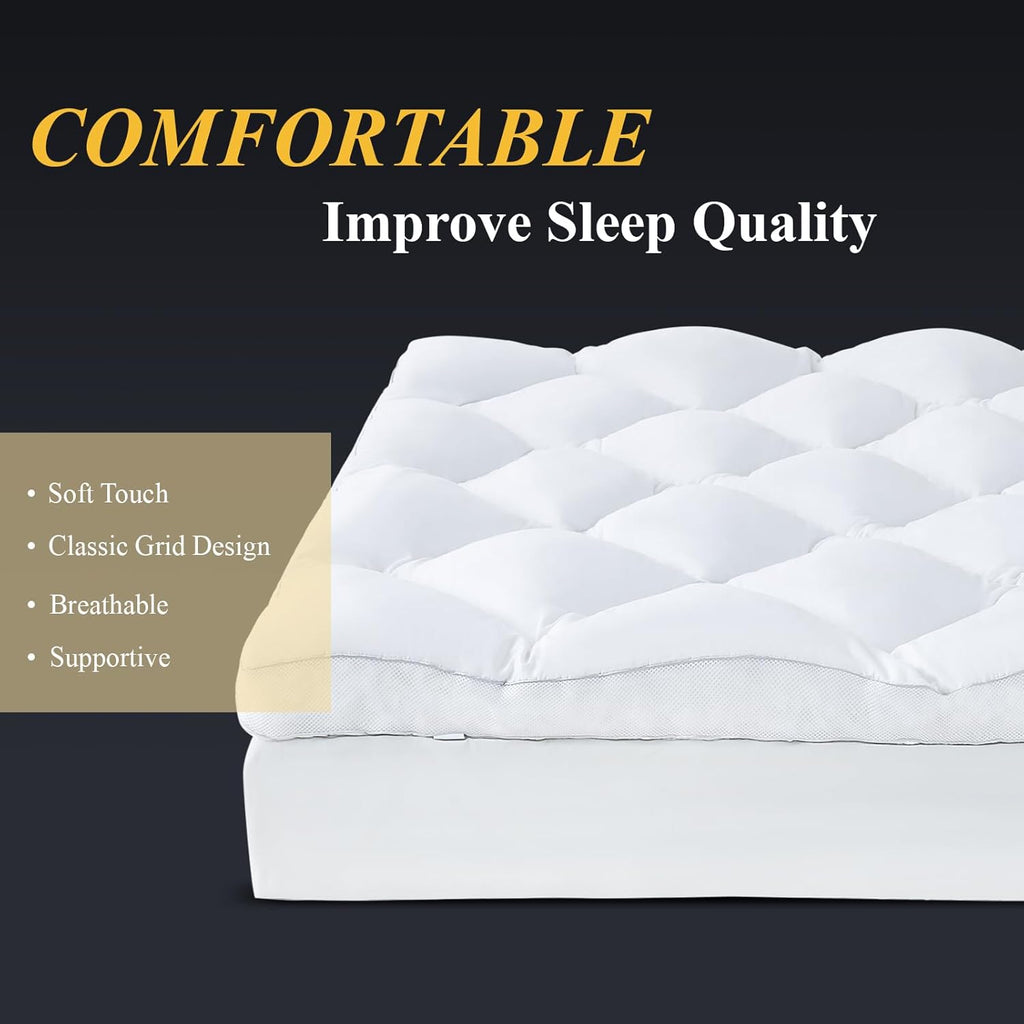 3 Inch King Mattress Topper, Ultra Thick and Fluffy Supportive Memory Foam Mattress Topper for Body Pain, Mattress